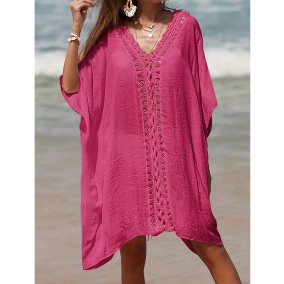 Pink Swim Cover Up Kaftan Dress Top NEW - Picture 6 of 8
